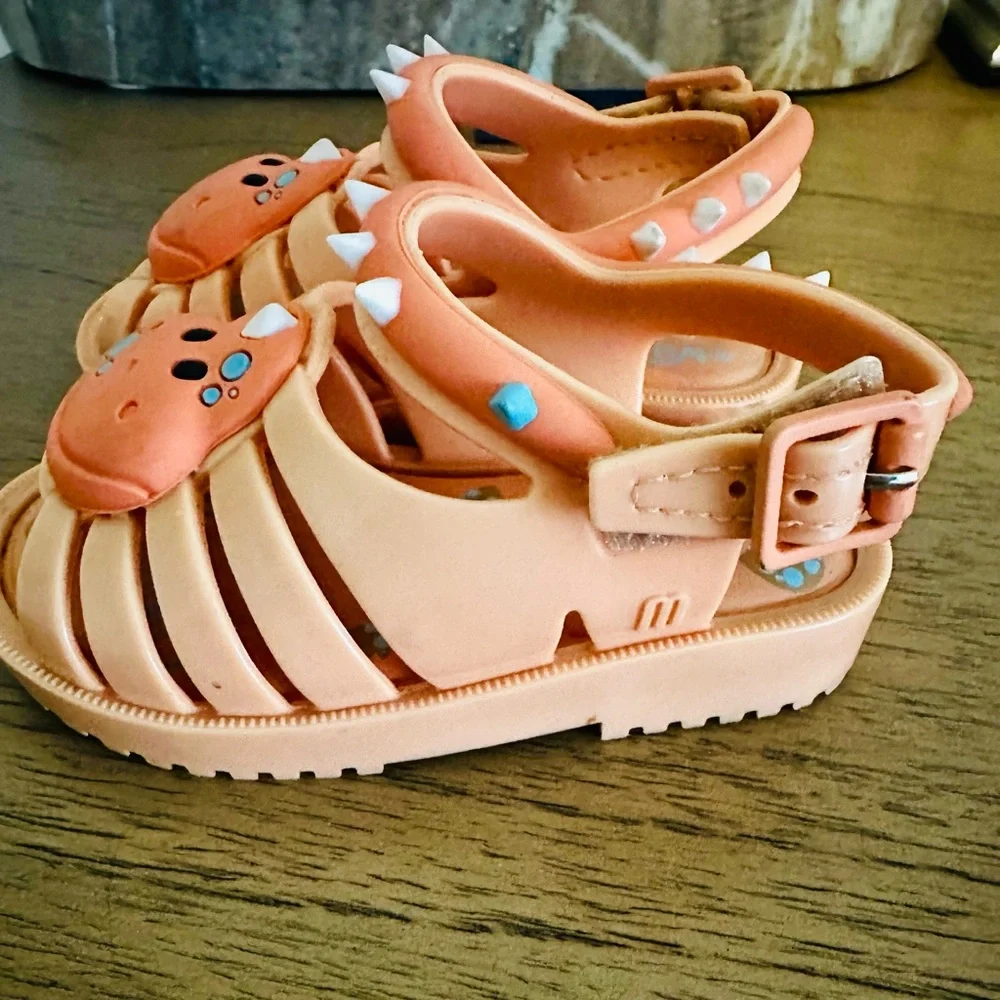 Mini Melissa | Francxs Dino Baby Orange Pink Coral Sandals | size 6